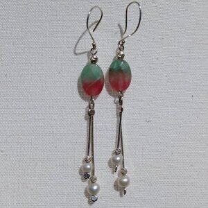 Sterling Silver Ruby Zoisite Dangle Drop Earrings